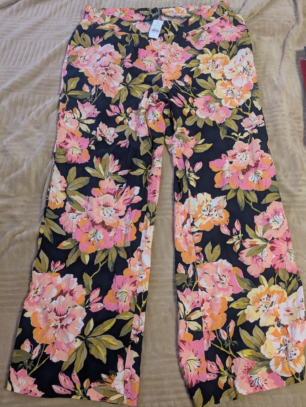 Women's Floral Wide-Leg Pants - Pink & Black NWT